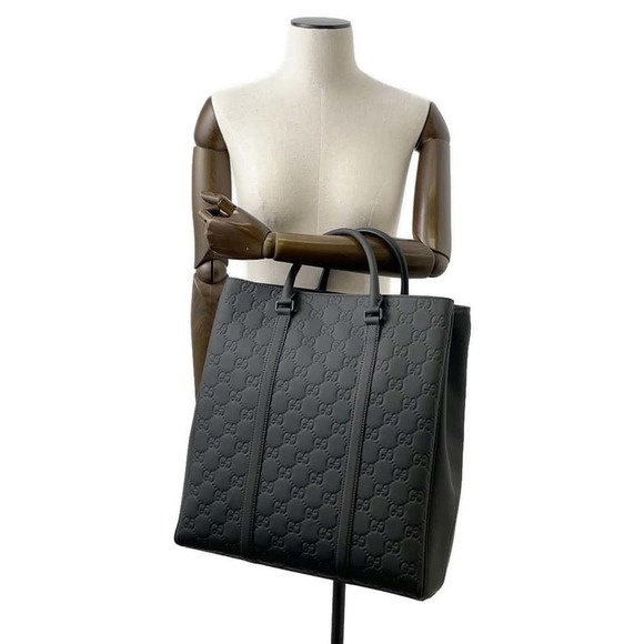 Gucci Rubber Effect Leather Tote Shoulder Bag Black - Picture 5 of 16